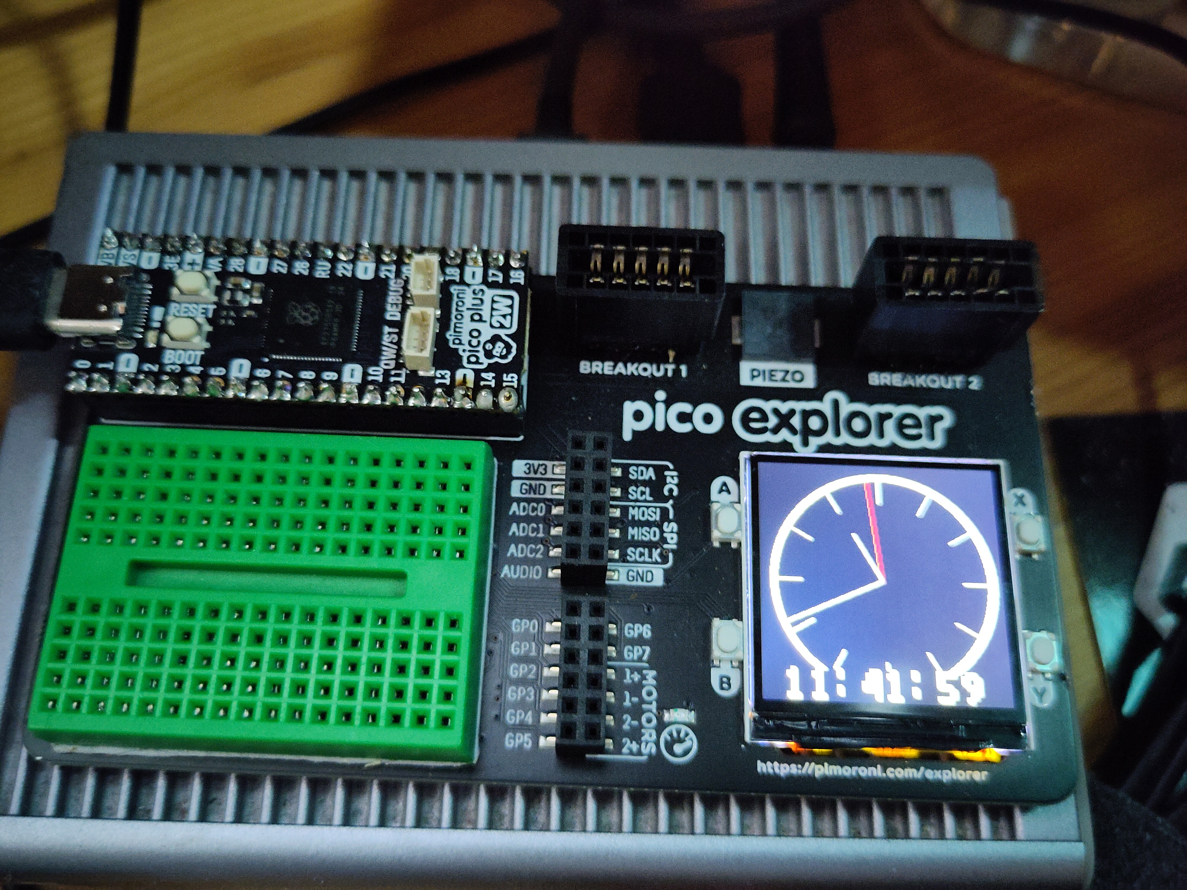 Clock running on a Pimoroni Pico Plus 2.