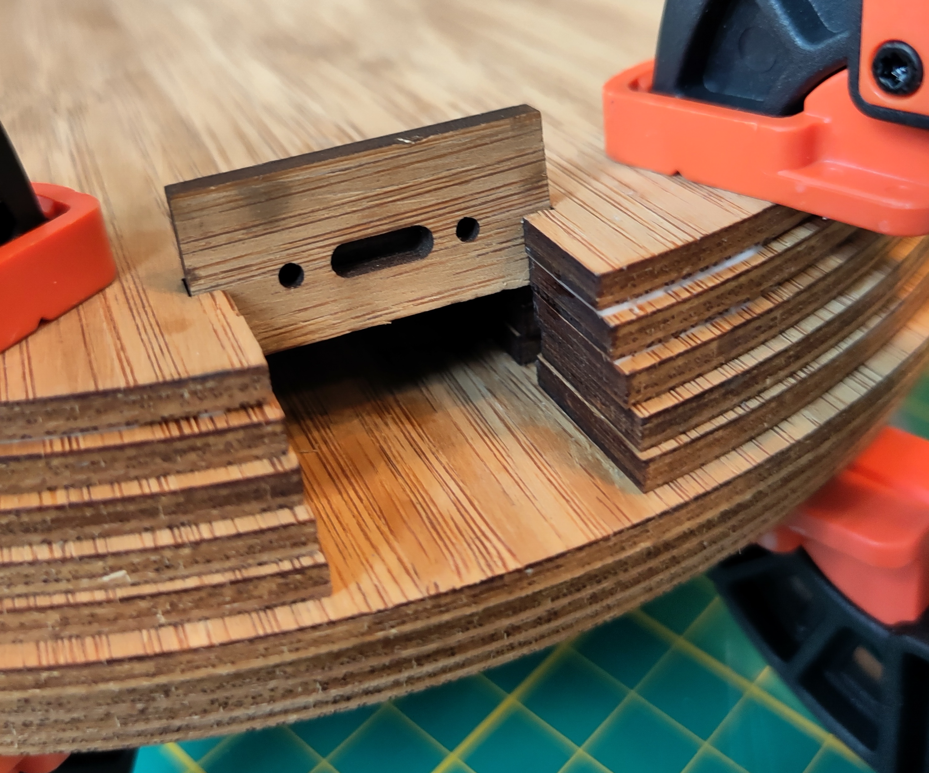 Partially inserted "slot" piece