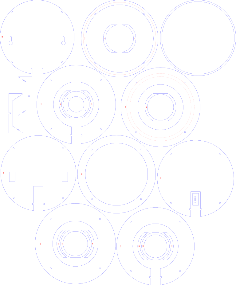 A zoomed out view of the design, cuts in blue, engraving in
red