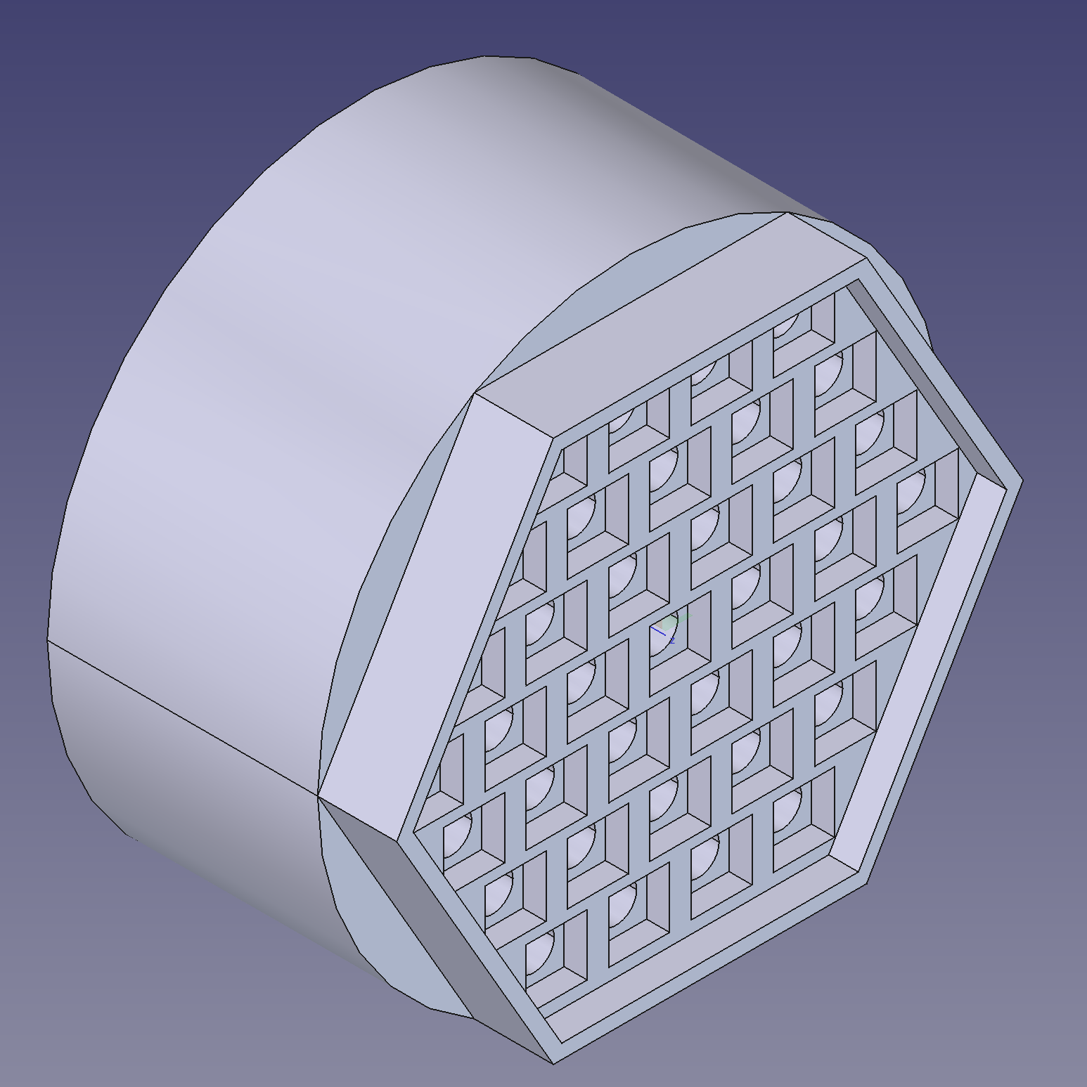 Convex diffuser base, from below